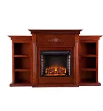 SEI Furniture Fredricksburg Wood Electric Fireplace with Bookcases in Brown