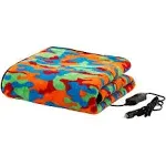 Stalwart 12V Heated Blanket Ultra Soft Fleece T hrow,Camo Multi