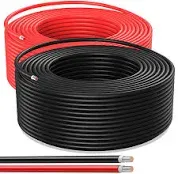 Solar Panel Wire 50Ft Black and 50Ft Red Kit, Bateria Power Solar Panel Extension Cable 10AWG (6mm²) Tinned Copper Wire for Outdoor Automotive RV Boat Marine Solar Panel (Black+Red)