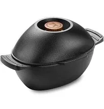 Outset Cast Iron Seafood and Mussel Pot with Lid for Empty Shells, 2.5 Quart 76495