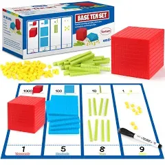 131 PCS Base Ten Blocks for Math - Place Value Blocks, Plastic Base 10 Math Mani