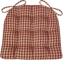 Farmhouse Check Dark Red & Tan Dining Chair Pads - Latex Foam Fill