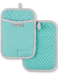 KitchenAid Asteroid Pot Holder 2-Pack Set, Aqua Sky, 7"x10"