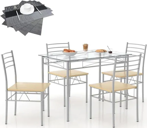 VECELO Dining Table 4 Chairs