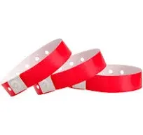 Comfortable Neon Red Plastic Wristbands - 500 Pack for Secure Event Management