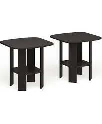 Furinno Simple Design End Table Set of 2, Espresso