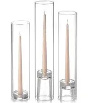 yummi Set of 12 Taper Candles, Chimney and Taper Holders - Brick