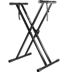 RockJam XX-363 Xfinity Doublebraced Keyboard Stand, Pre Assembled with Locking Straps, Black | Reverb