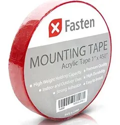 XFasten Double Sided Acrylic Mounting Tape Removable, Clear, 1-Inch x 450-Inch, Weatherproof Adhesive for Brick, Walls