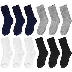 Falari 12-Pack Toddler Kids Cotton Crew Socks