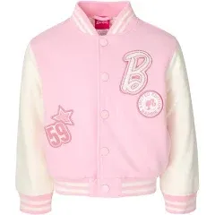 Barbie Girls French Terry Varsity Bomber Jacket Toddler| Child - Pink