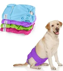 Luxja Reusable Female Dog Diapers (Pack of 4), Washable Wraps for Female Dog ...