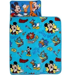 Disney Mickey Mouse Funhouse Crew Blue, Red and Yellow, Funny, Donald Duck, and Goofy Toddler Nap Mat