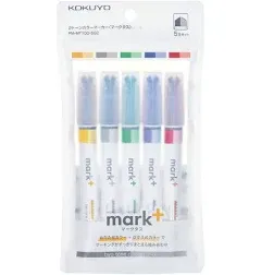 Kokuyo Mark+ Dual Tone Highlighter - 5 Color Set B