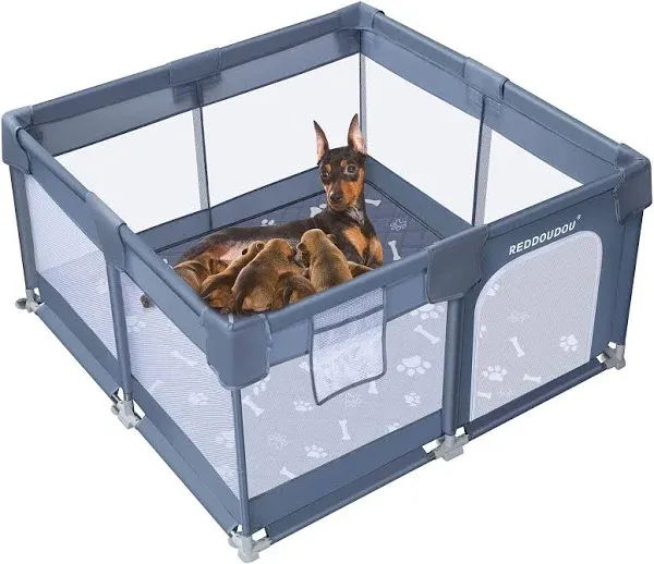 Pet Whelping Box | Pet Rails | Whelping Box for Dogs and Puppies - Indoor Dog Whelping Pen with Rails- Sanitary Dog Whelping Box - Puppy Playpen or Small Puppies - Size 50"x50"