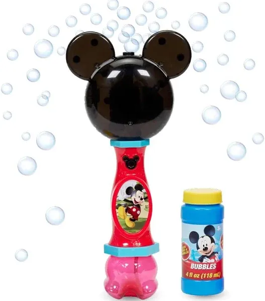 Little Kids Disney Mickey Mouse Light and Sound Musical Bubble Wand, Includes Bubble Solution, Multi (20511)