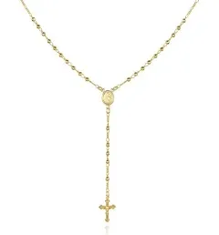 Barzel Virgin Mary Rosary Bead Cross Necklace