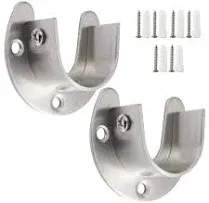 Creatyi Heavy Duty Closet Rod Brackets Closet Shower Rod Bracket Closet Rod Holders Closet Pole Sockets Closet Rod Supports for 1 Inch Rod (2 PCS, Silver)