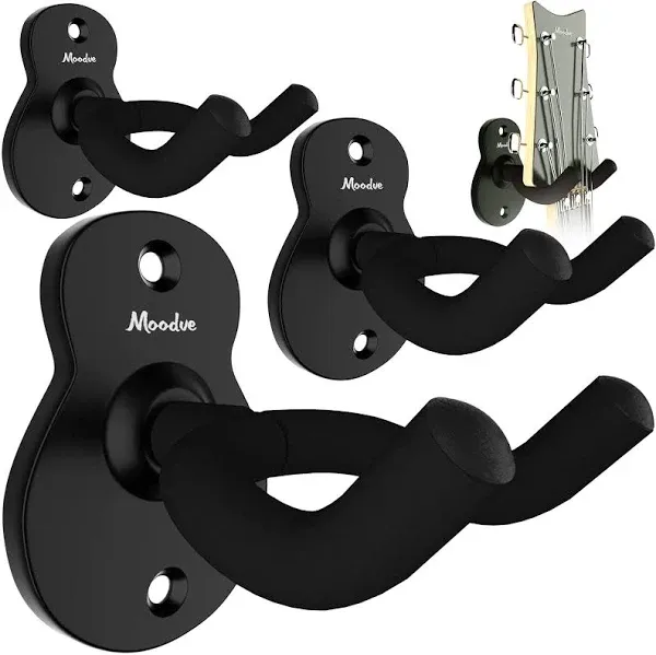 Guitar Wall Mount Hanger 4 Pack Black Metal Guitar Hanger Wall Hook Holder Stand