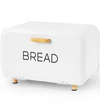 Ateliz White Bread Box for Kitchen Countertop Large Capacity Bread Storage Container Bread Box