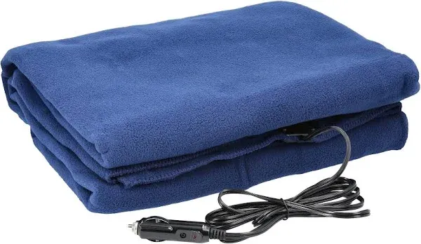 Heated Car Blanket – 12-Volt Electric Blanket for Car, Truck, SUV, or RV – Portable Heated Throw for Car or Camping Essentials by Stalwart (Navy Blue)