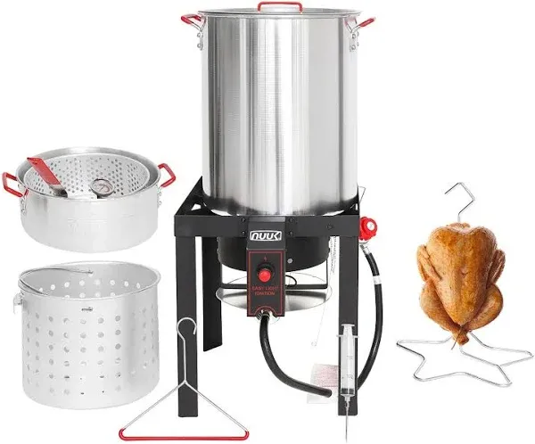 30QT Turkey Deep Fryer &amp; 10QT Fish Fryer Kit Aluminum, 55000BTU Propane Burner