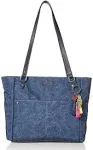 Sakroots Metro Tote - Large Women's Purse With Zipper Pocket - Handbag Made From Recycled Materials - "Indigo Spirit Desert"