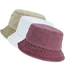 Washed Cotton Bucket Hats Packable Summer Outdoor Cap Travel Beach Sun Hat Plain Colors for Men Women