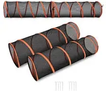 Collapsible Play Tunnel for Kids &amp; Pets - Durable &amp; Lightweight - Orange/Black