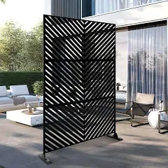 Elevens Patio Privacy Screen Balcony Decorative Screen Set with Stand, Outdoor Decor Privacy Fence Screen, Indoor Room Decorative Divider