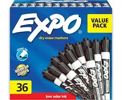 EXPO 86674K Low-Odor Dry Erase Markers, Fine Point, Assorted Colors, 4-Count