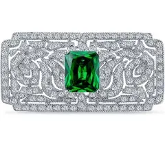 Art Deco Vintage Style AAA CZ Rectangle Scarf Brooch Pin