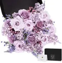 Artificial Flowers | Fake Roses &amp; Hydrangea Purple FlowerMix, Silk Flower wit...