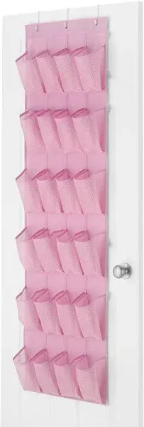 24 Pocket Over the Door Shoe Organizer - Pink