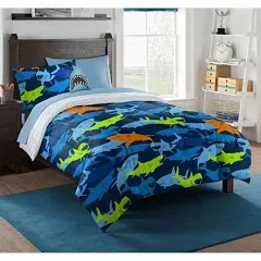 Northwest Kids Shark Adventure Twin Bed in a Bag with Decorative Pillow