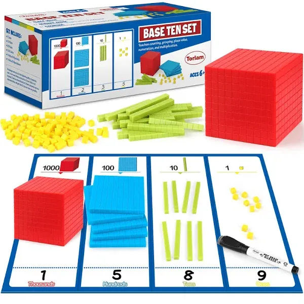 Base Ten Blocks Math Place Value Blocks Plastic Counters Number Blocks 131 PCS 