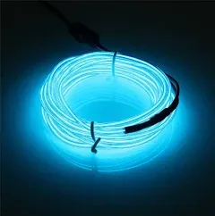 JIGUOOR EL Wire Battery Pack 16.4ft / 5m Bright Neon Light Strip 360° Illumination Neon Tube Rope Lights for DIY, Festival, Party Decoration, Pub, Halloween, Chrismas (16.4ft / 5m, Blue)