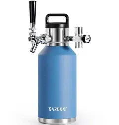 RAZORRI 128 oz. Stainless Steel Beer Growler, Double-Wall CG128OZ OCEAN BLUE