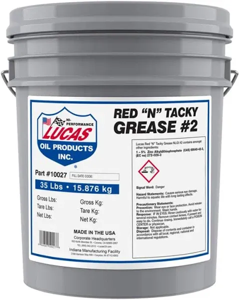 Lucas Oil 10027-Pk1 Red &#039;N&#039; Tacky Grease 35 Lb 35 Pounds 1 Pack