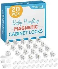 Magnetic Cabinet Locks for Babies - Childproof Drawers Latches - 20 Pack