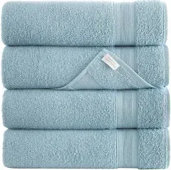 Quick-Dry, Soft & High Absorbent Bath Towels 27"x54" Cotton Turkish Bath Towel Set of 4 Daily Use 100% Cotton Towels for Bathroom, Gym & More Bathroom