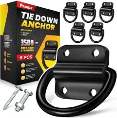 6PCS Heavy Duty Steel D Rings Tie down Anchors Ultra Durable 3500 Pound Breaking