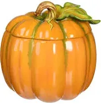 Cosmos 10365 Fine Ceramic Pumpkin Box, 6-1/8-Inch Orange