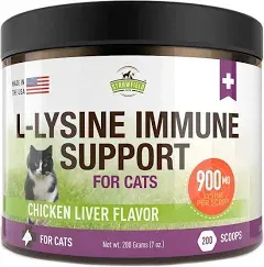 Strawfield Pets L-Lysine Immune Support for Cats & Kittens - 200g Chicken Liver Flavor Granules with Scoop, Immune Health Supplement Cat Cold Relief, Sneezing, Congestion, Running Nose, Watery Eyes