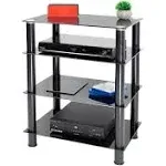 Mount-It! Tempered Glass 4-Tier Media Stand, Black (MI-8670)