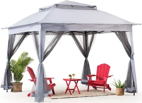 Sunjoy 11 ft. x 11 ft. Gray Pop Up Portable Steel Gazebo