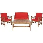 Safavieh Fontana 4 PC Outdoor Set, Natural / Red