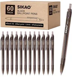 Black Pens Bulk, Box of 60 Pack Black Ink Pens Ballpoint Smooth Writing Pens No 