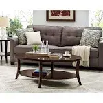 Roundhill Furniture Perth 3-Pc Espresso Oval Coffee Table with End Tables Set