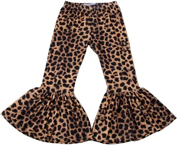 QLIyang Girls Leopard Print Bell Bottoms